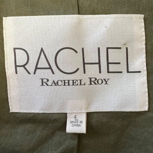 Rachel Roy Womens Snap Front Crop Utility Jacket Olive Green Bomber size Large - Picture 8 of 11